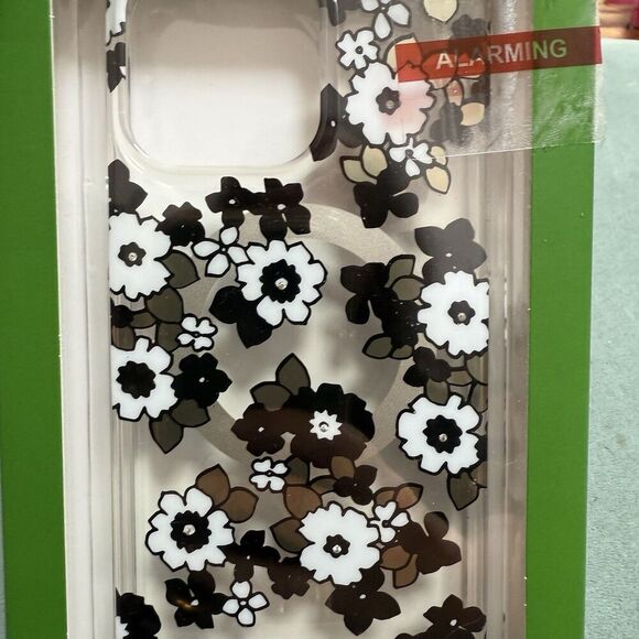 Kate Spade Protective Magsafe Case iPhone 15 Pro Max black Gold Silver Flowers - Picture 3 of 4